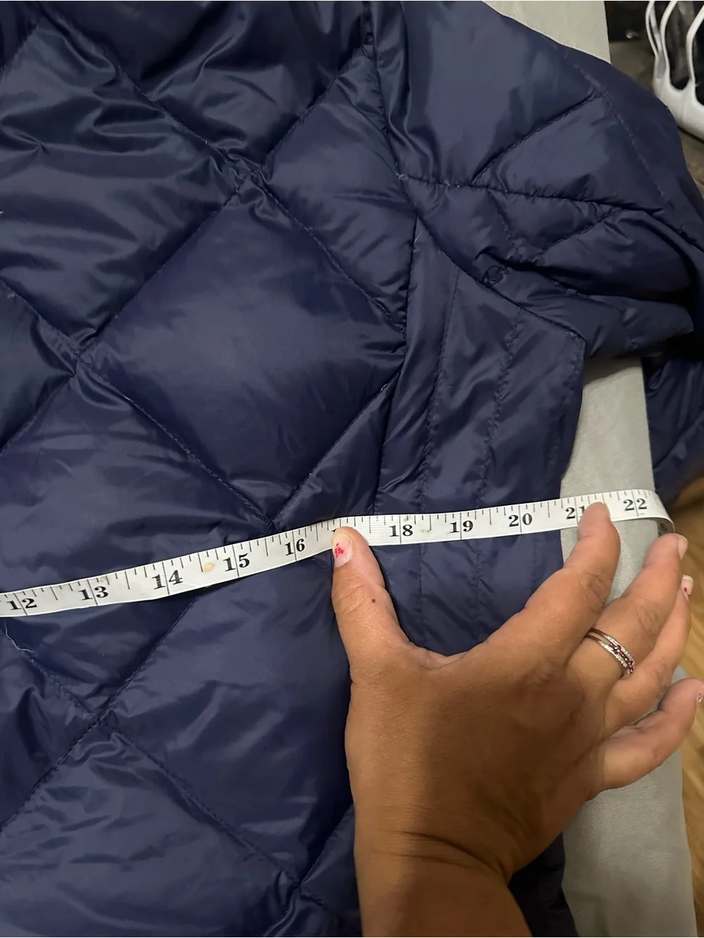 Michael Kors Navy Hooded Quilted Puffer Coat